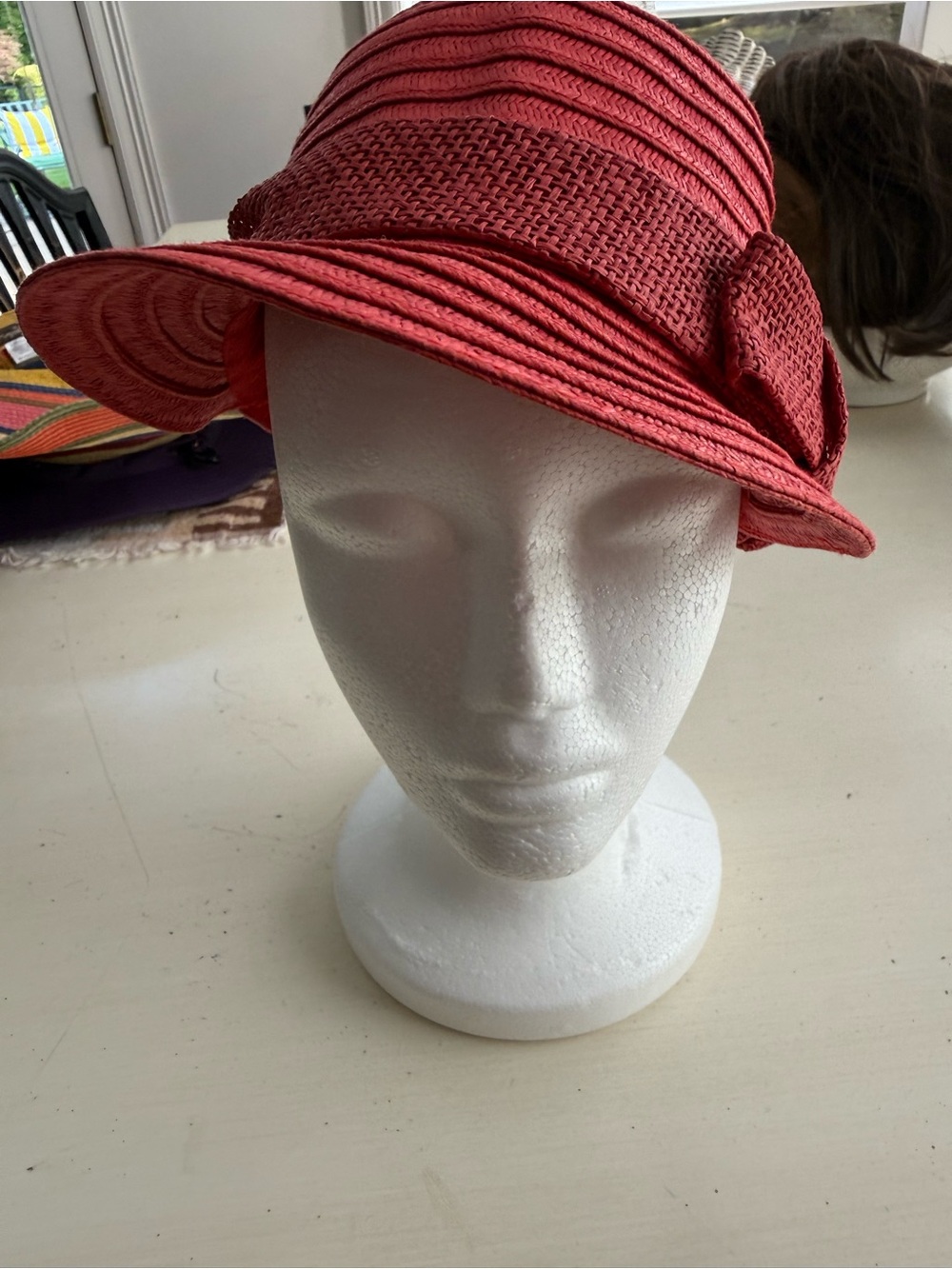 Stylish Red Women's Sun Hat with Decorative Bow